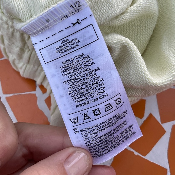 Addidas pastel yellow lightweight denim style short shorts, Small - Picture 10 of 11